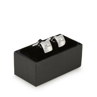 The Collection Silver 'Groom' engraved cufflinks